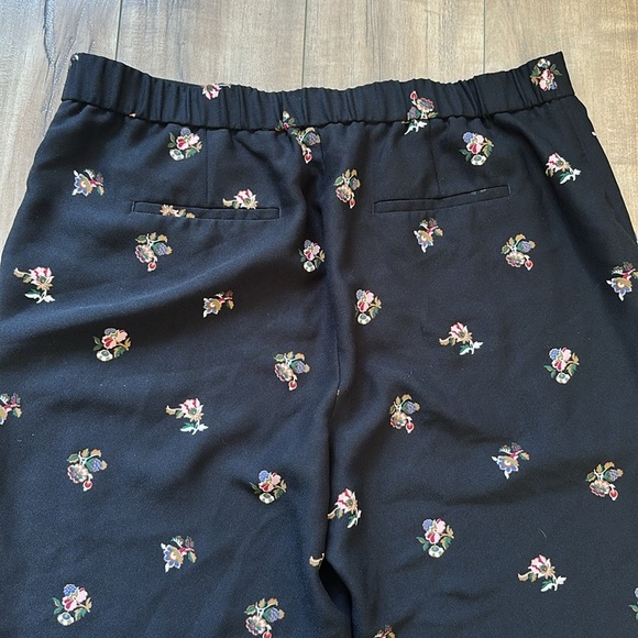 Ann Taylor The Fluid Straight Leg Floral Pants Elastic Waist Trousers Large Tall - Picture 9 of 10